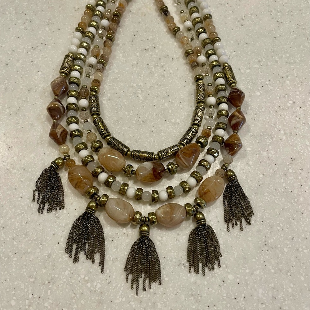 Premier Designs Multi-Layered Necklace with Tassels